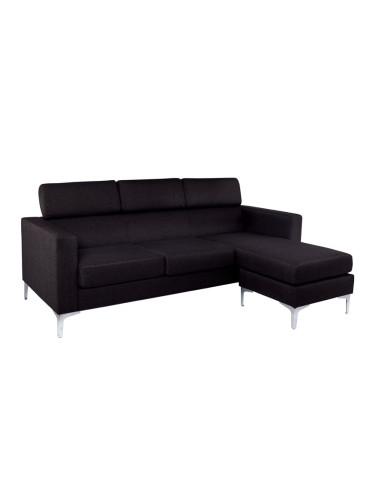 Ъглов диван в черен цвят