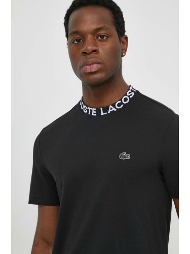 Тениска Lacoste в черно с принт