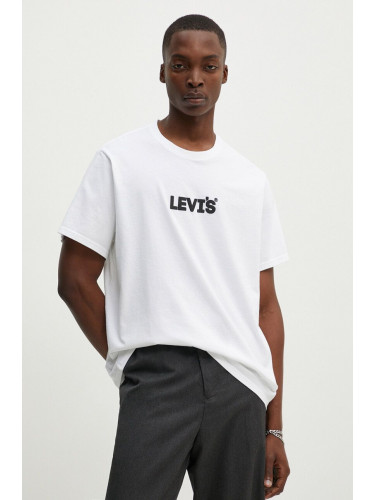 Памучна тениска Levi's в бежово с принт