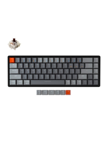 Клавиатура Keychron K6-Q3, безжична, гейминг, механична, кафяви Gateron суичове, RGB подсветка, черна, Bluetooth, USB