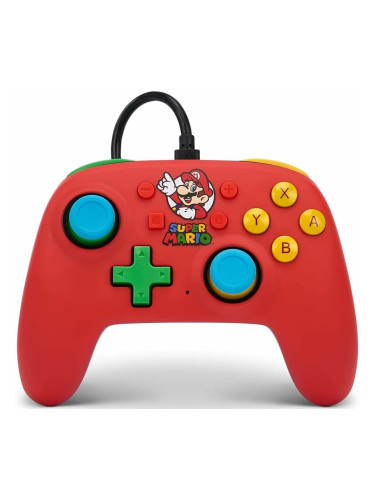 Геймпад PowerA Nano Mario Medley за Nintendo Switch, жичен, USB, червен