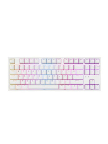 Клавиатура Genesis Thor 404 TKL White, гейминг, механична, жълти суичове, RGB подсветка, бяла, USB
