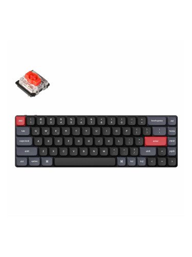 Клавиатура Keychron K7 Pro QMK/VIA (K7P-H1), механична, Hot-Swappable Low Profile Gateron Red суичове, безжична, гейминг, Tenkeyless, RGB подсветка, черна, USB, Bluetooth