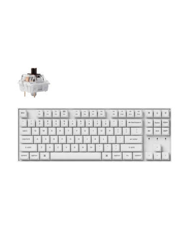 Клавиатура Keychron K8 Pro White QMK/VIA TKL (K8P-P3), механична, Hot-Swappable K Pro Brown суичове, безжична, гейминг, RGB подсветка, Plastic Frame, бяла, USB, Bluetooth
