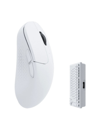 Мишка Keychron M3 Mini White 4000Hz, оптична (26 000dpi), жична/безжична, Bluetooth, 2.4GHz, USB-C, бяла, PixArt PAW 3395 сензор
