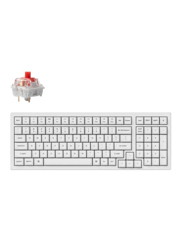 Клавиатура Keychron K4 Pro QMK/VIA (K4P-O1), жична/безжична, механична, Hot-Swappable K Pro Red суич, гейминг, бяла подсветка, бяла, Bluetooth, USB