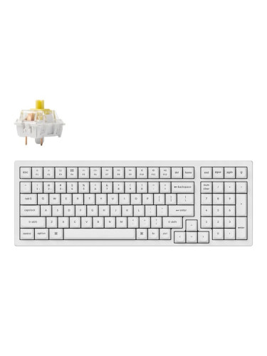 Клавиатура Keychron K4 Pro QMK/VIA (K4P-O4), жична/безжична, механична, Hot-Swappable K Pro Banana суич, гейминг, бяла подсветка, бяла, Bluetooth, USB