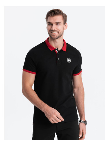 Ombre Men's polo shirt with colored accents - black