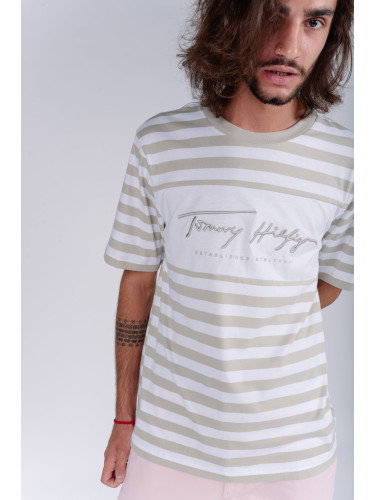 Tommy Hilfiger T-shirt - SIGNATURE STRIPE RELAXED FIT TEE beige