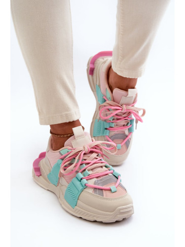 Women's Fashionable Lace-Up Sports Shoes Pink-Mint Chillout!