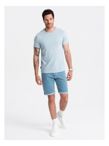 Ombre BASIC men's classic cotton T-shirt - light blue