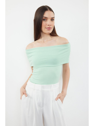 Trendyol Mint Carmen Collar Fitted Blouse Knitted Blouse