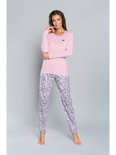 Lira women's pajamas long sleeves, long pants - pink/print