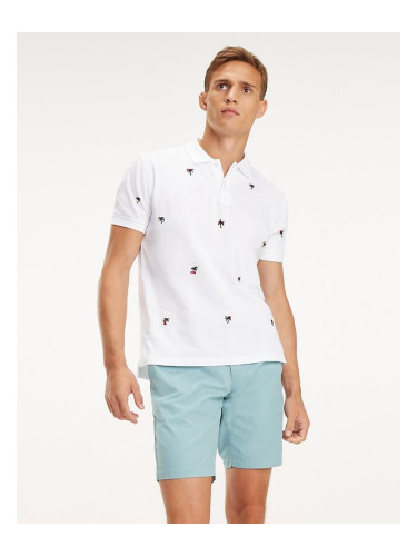 Polo shirt - Tommy Hilfiger ALLOVER PALM EMBR REGULAR POLO white