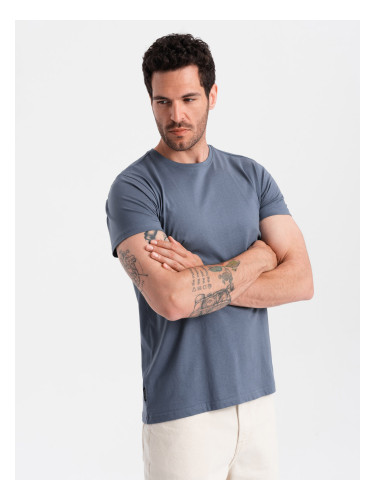 Ombre BASIC men's classic cotton T-shirt - dark blue