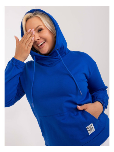 Blue cotton plus size hoodie
