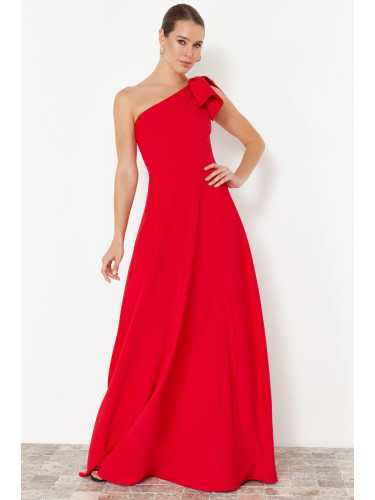 Trendyol Red A-Cut Straight Fitted Woven Evening Dress & Graduation Dress