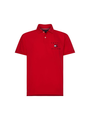 Tommy Hilfiger Polo Shirt - TOMMY FLAG HILFIGER REG POLO red