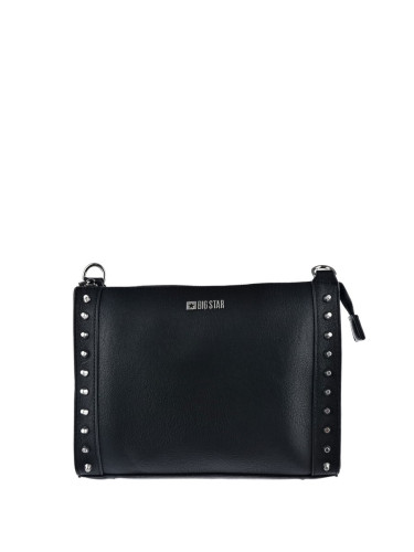 Messenger Leather Bag with Big Star Studs KK574136 Black
