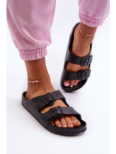 EVENTO Дамски дунапренени джапанки с катарами Черни Luciene