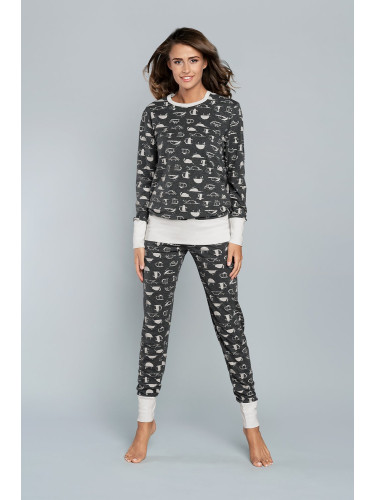 Women's pyjamas Fiona long sleeves, long pants - dark melange print