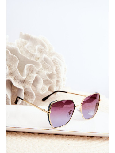 Women's Sunglasses with Glitter Inserts UV400 Gold-Blue
