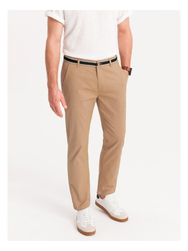 Ombre Men's chino pants with decorative waistband - sand