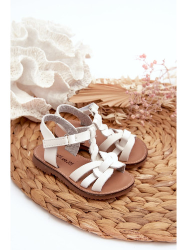 Children's sandals with velcro fastening, white Marimona