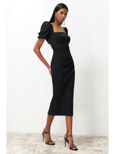 Trendyol Black Waist Detail Body Fitted Woven Dress