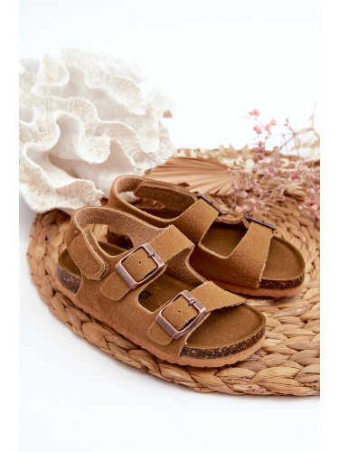 Boto Детски сандали на коркова платформа с велкро закопчаване Camel Rorria