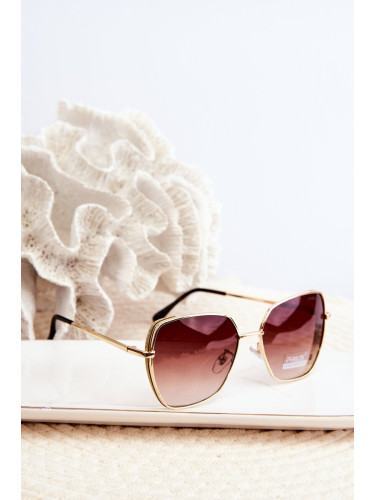 Women's sunglasses with glitter inserts UV400, gold