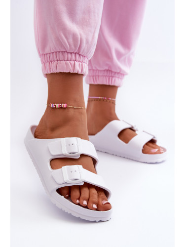 EVENTO Дамски дунапренени джапанки с катарами Бели Luciene