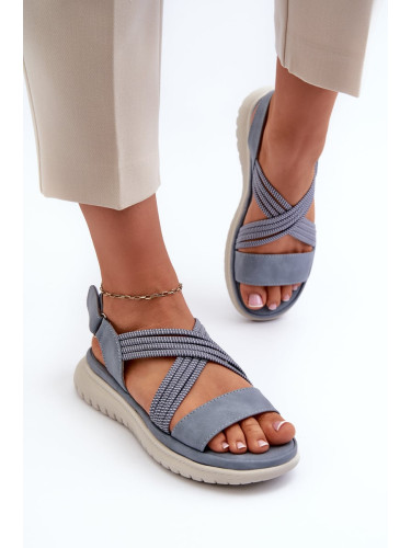 Women's Comfortable Velcro Sandals Blue Eladora
