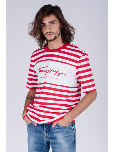 Tommy Hilfiger T-shirt - SIGNATURE STRIPE RELAXED FIT TEE red