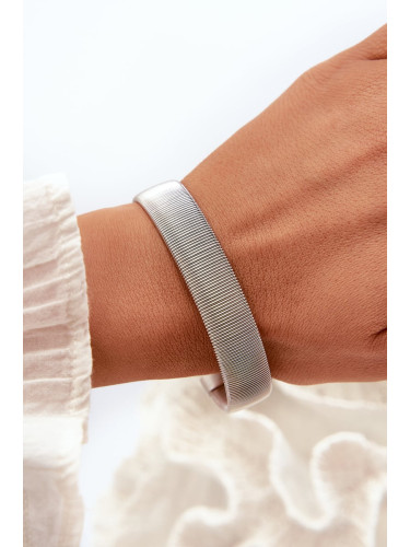 Elastic women's bracelet made of stainless steel, silver