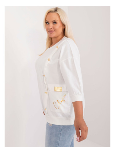 Ecru plus size blouse with heart-shaped appliqué