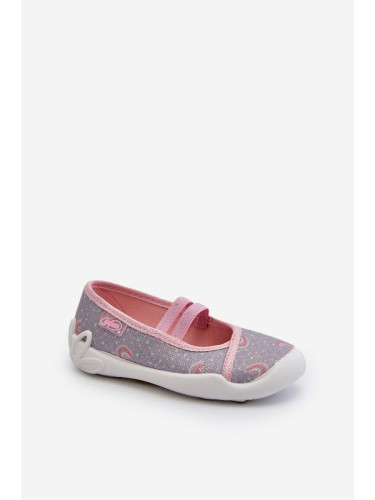 Befado patterned ballerina slippers gray and pink