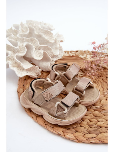 Children's sandals with hook-and-loop fastening, beige Orretta