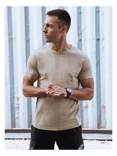 Men's T-shirt without print, beige RX5610