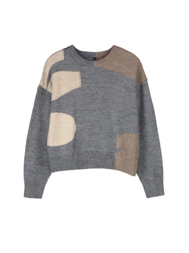 Trendyol Anthracite Soft Textured Wide Fit Color Block Knitwear Sweater