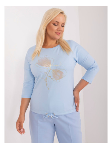 Light blue blouse plus size with 3/4 sleeves