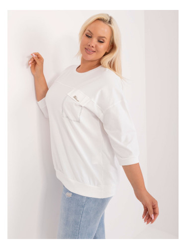 Ecru women's plus size blouse with rhinestones