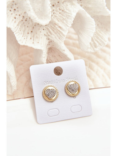 Gold stainless steel hoop earrings with heart