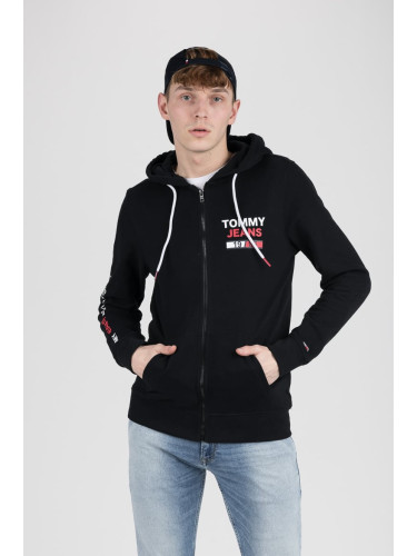 Tommy Jeans Sweatshirt - TJM ESSENTIAL GRAPHIC ZIP TROUGH black