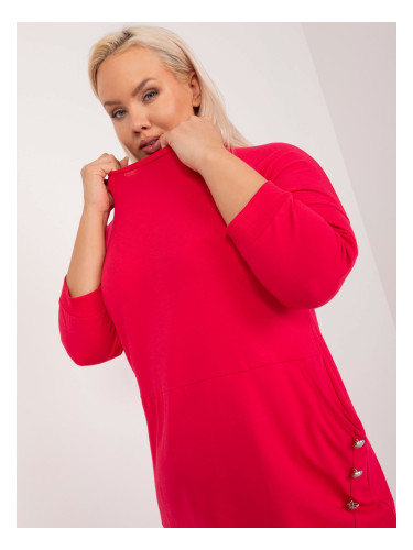 Red Plus Size Dress With 3/4 Sleeves