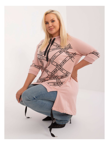Dusty pink asymmetrical plus size blouse with print