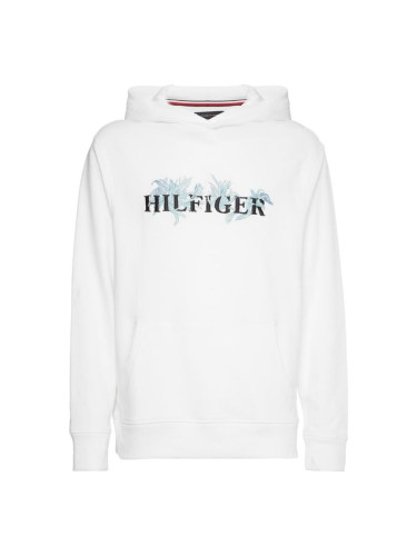 Tommy Hilfiger Sweatshirt - PALM FLORAL EMBRO CASUAL HOODY white