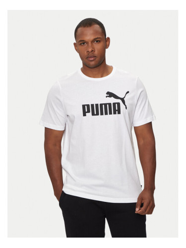Puma Тишърт Ess Logo 586666 Бял Regular Fit