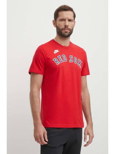 Памучна тениска Nike Boston Red Sox в червено с принт