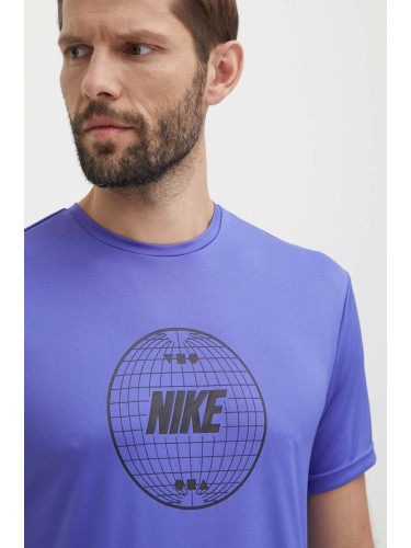 Тениска за трениране Nike Lead Line в лилаво с принт